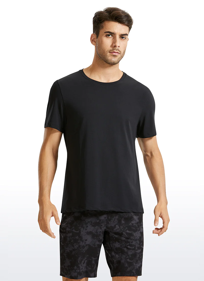 גברים: חולצה קצרה Pima Cotton Round Neck – שחור 🇮🇱 מבצע