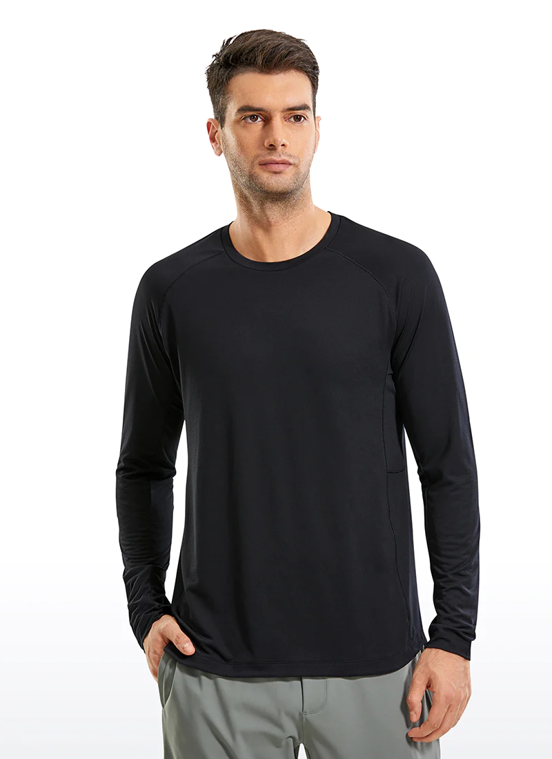 גברים: חולצה ארוכה Lightweight Rounded – שחור 🇮🇱 מבצע