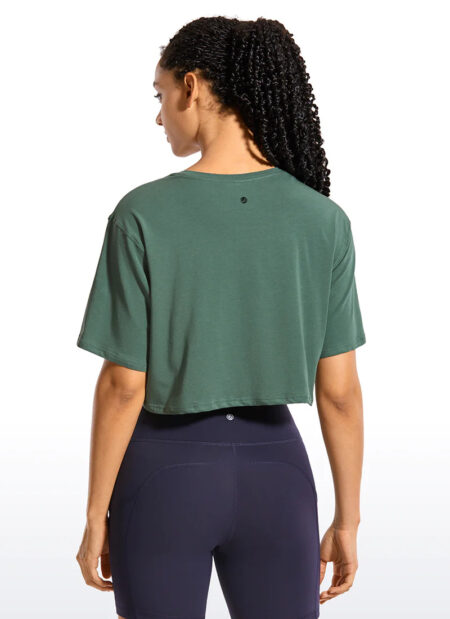 חולצת קרופ קצרה Pima Cotton – ירוק 🇮🇱 מבצע