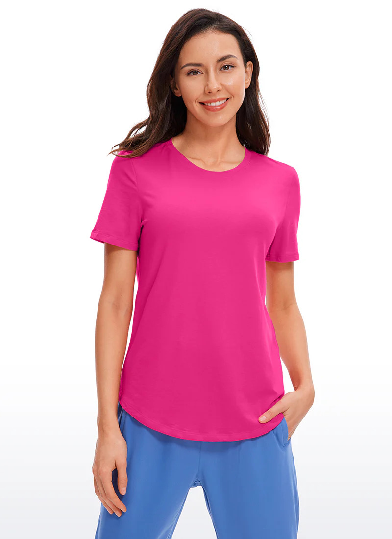 חולצת אימון Pima Cotton Round Neck – Granita Pink